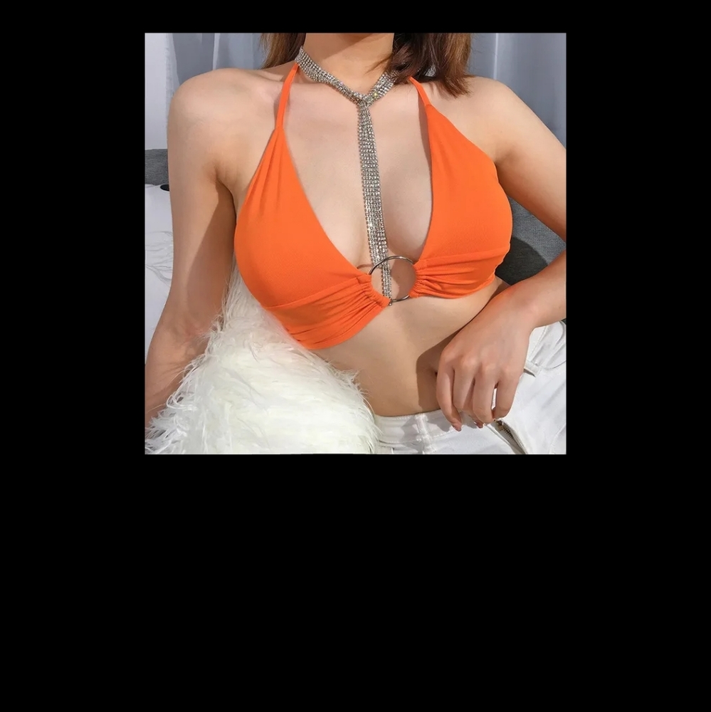 Orange O-Ring Halter Top - Picture 5 of 6